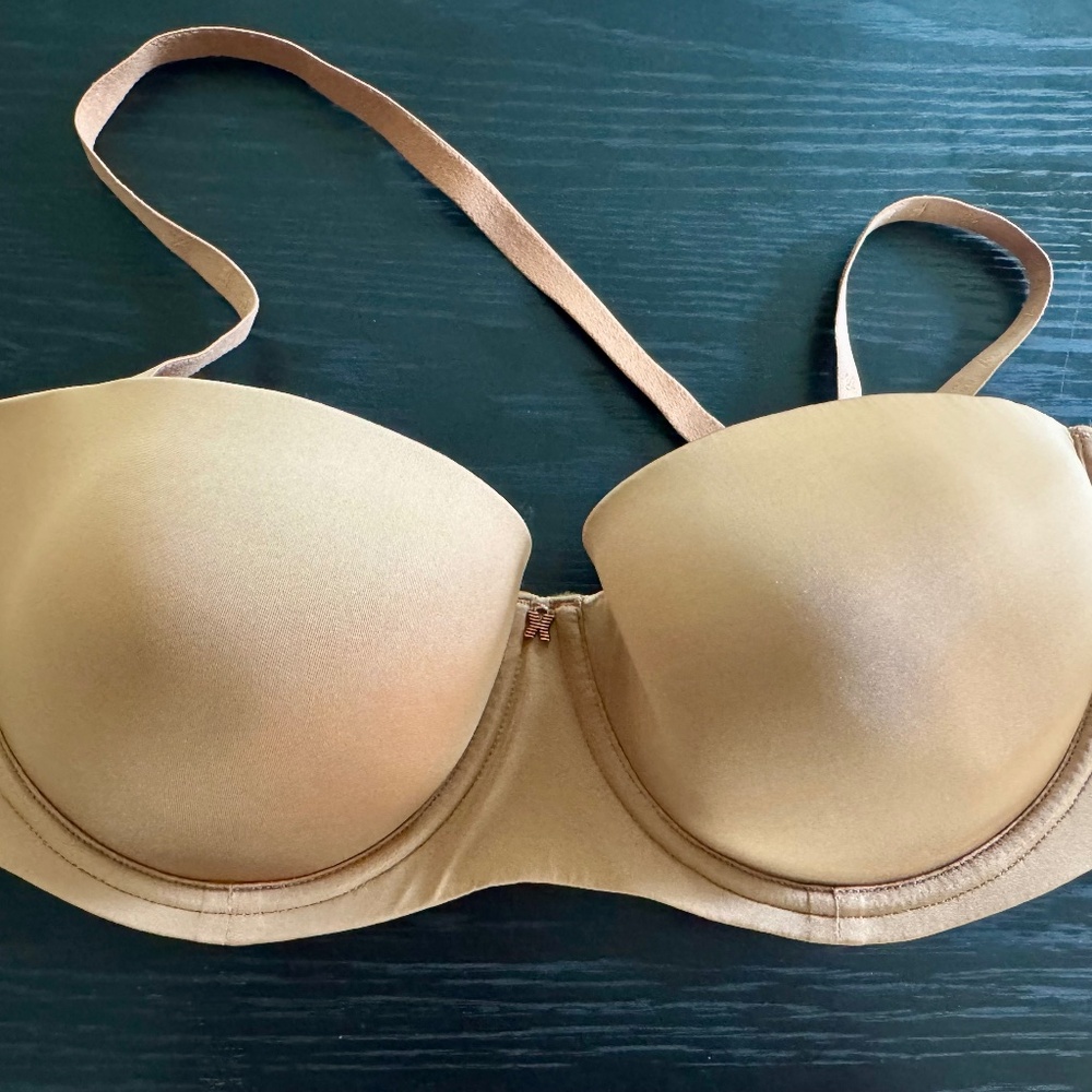 Microfiber strapless bra, sweet latte nude